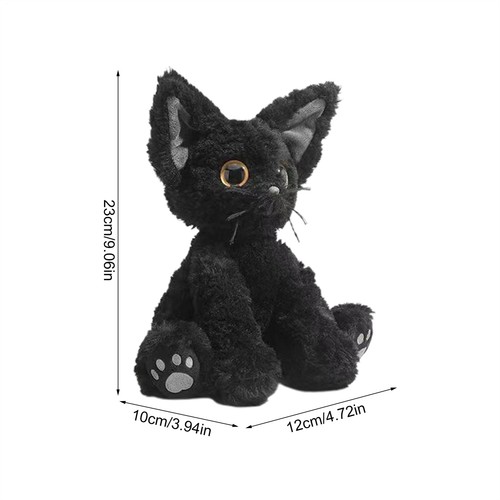 Cat Plush Cute Black Cat Animal Doll Toy 23cm Stuffed Animal Gift For Kids - Picture 2 of 5