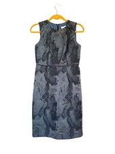 ANN TAYLOR Loft Size 2 Gray Watercolor Print Sheath Zip Business Casual Dress