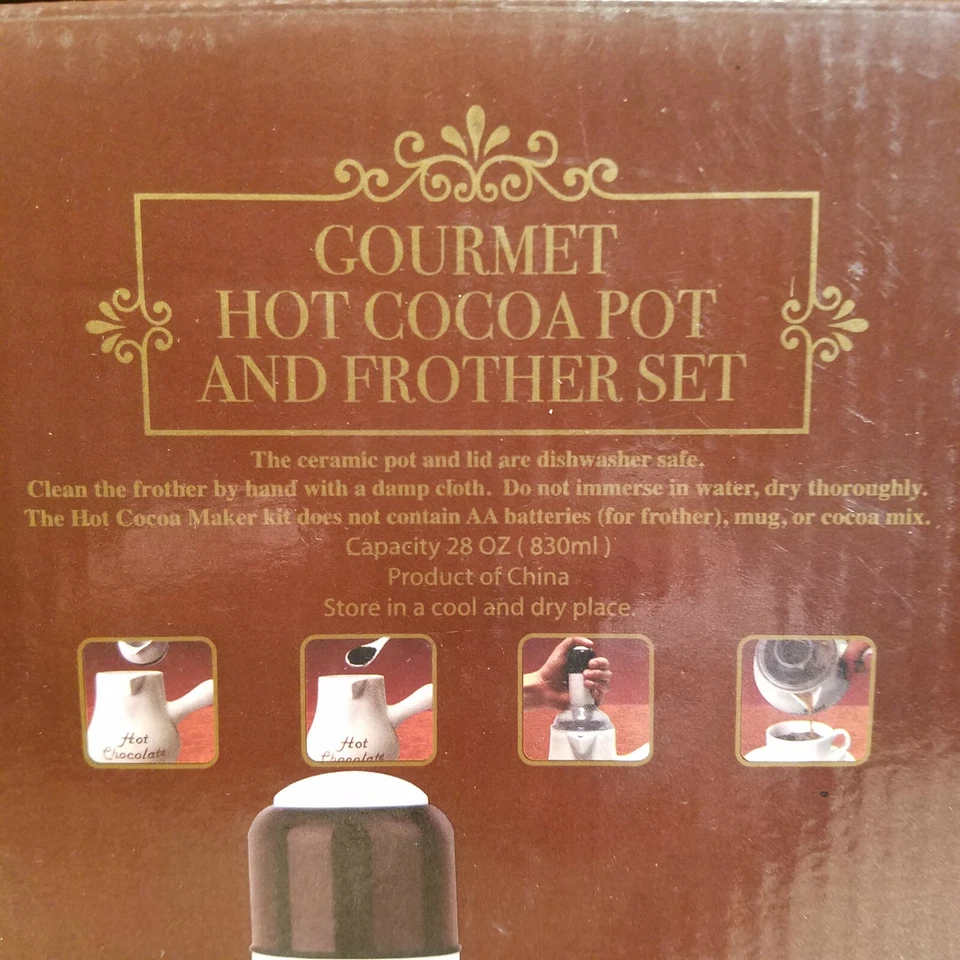 Juego de olla y espumador de cacao caliente gourmet 28 OZ Swanky Barn Foto 3 de 4