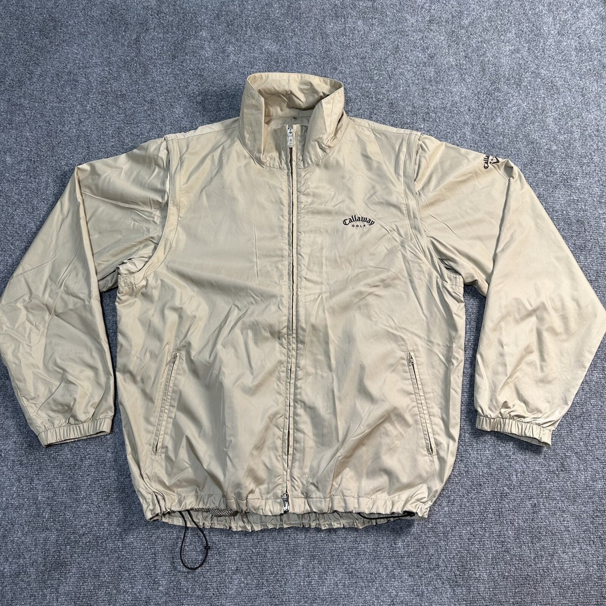 Callaway Jacket Mens Large Tan Windbreaker Removable Sport