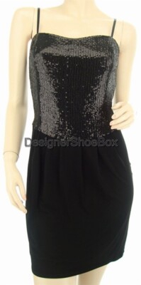 Laundry by Design Schwarz Pailletten Cocktail Kleines Kleid US 6