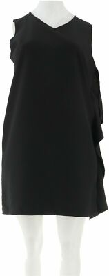 Linea by Louis Dell'Olio Sleeveless Dress w/Cascade-Black-Plus 18-A302551-PO
