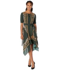 Adrianna Papell 295723 Medallion Scarf Animal Print Dress (Green Multi), 8