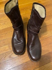 FRYE Men's John Addison Inside Zip Ankle Boots SZ 11 D Brown Leather Plain Toe