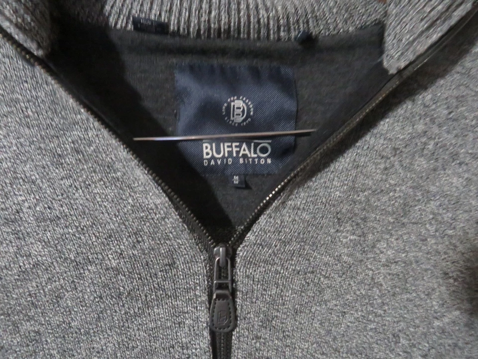 Buffalo David Bitton Sweater Adult M Gray Black Hoodie Sweatshirt Full Zip Mens - Image 4 of 4