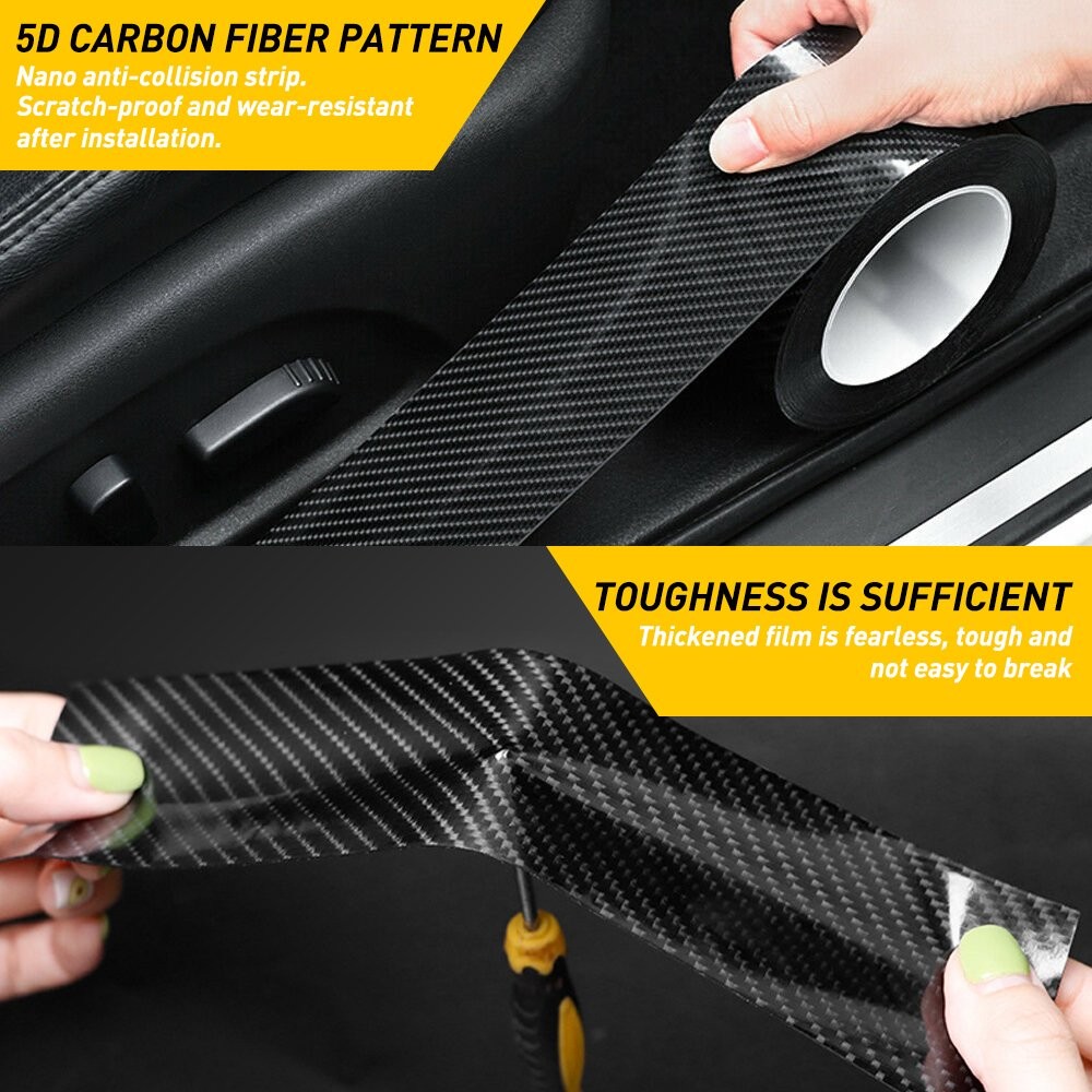 Black Carbon Fiber Air-Release Adhesive Vinyl Tape Roll 16FT X 2IN new 1* EAA