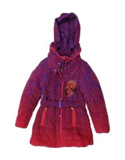 DESIGUAL Cappotto imbottito con cappuccio bambina 7-8 anni viola floreale poliestere CM16