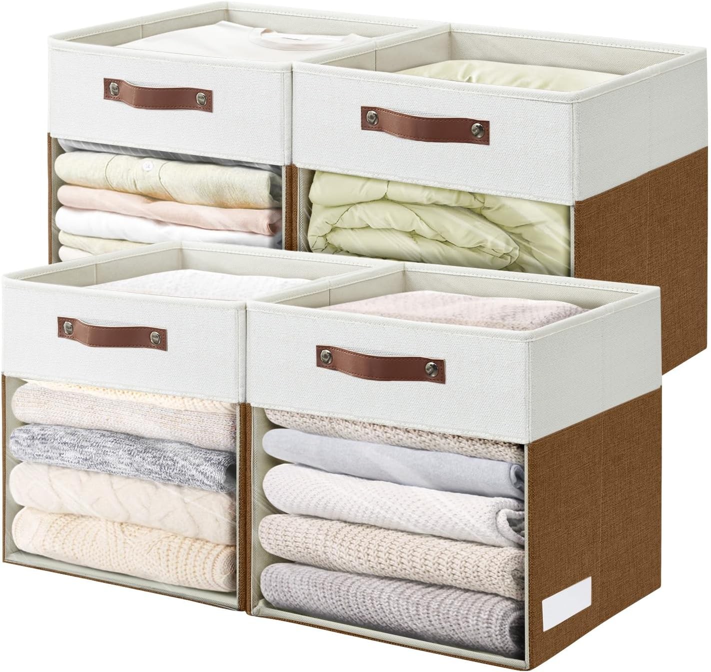 4-Pack Brown Linen Foldable Storage Cubes 13x13x13 for Organizing  