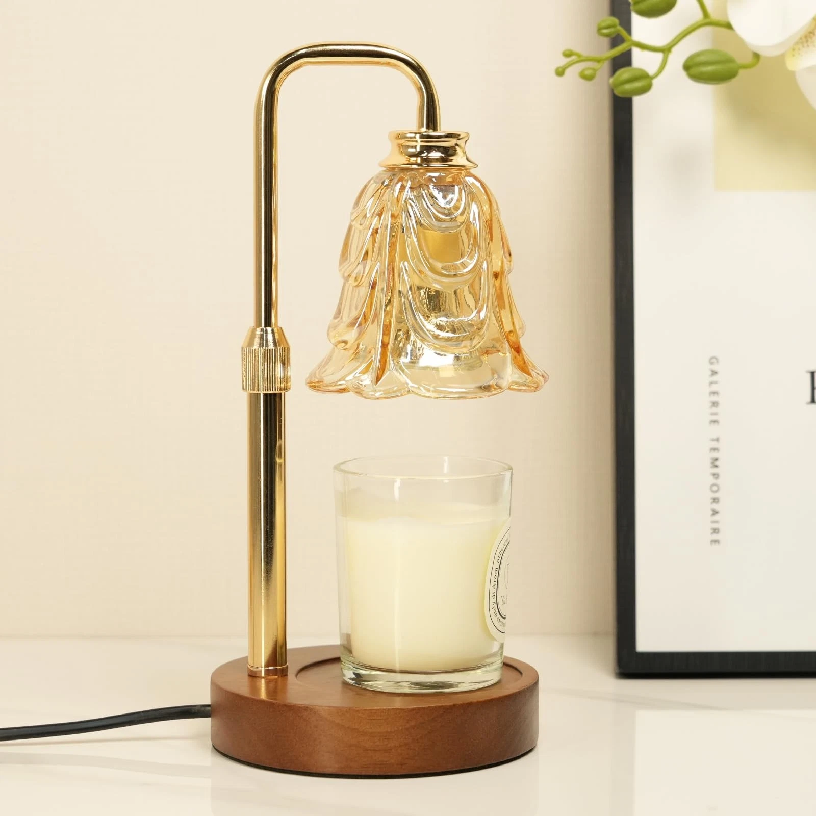 SupBri Candle Warmer Lamp with Timer, Gold Tulip Adjustable, Tulip-Gold image 1