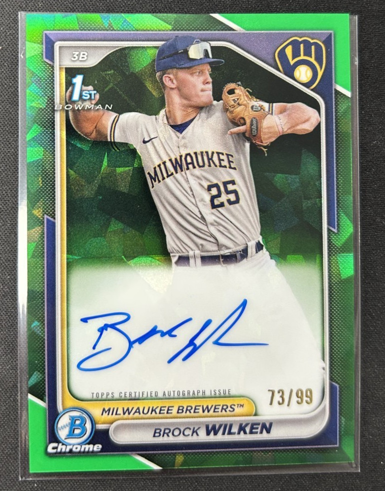 2024 Bowman Sapphire Brock Wilken Green Refractor 1st Chrome Auto /99
