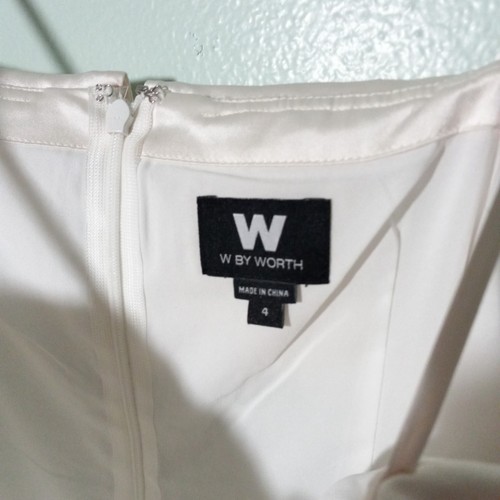 W by Worth Sequins Dress size 4, NEW! White Silk Trim Wedding Party Classic - Picture 7 of 14