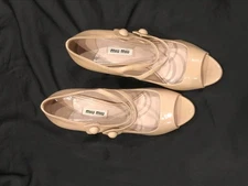 MIU MIU Mary Jane Strap Pumps SZ 37.5 (7-7.5 US) Made in Italy