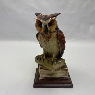 Florence Giuseppe Armani Eule auf Büchern Figur 1983 handbemalt Resin auf