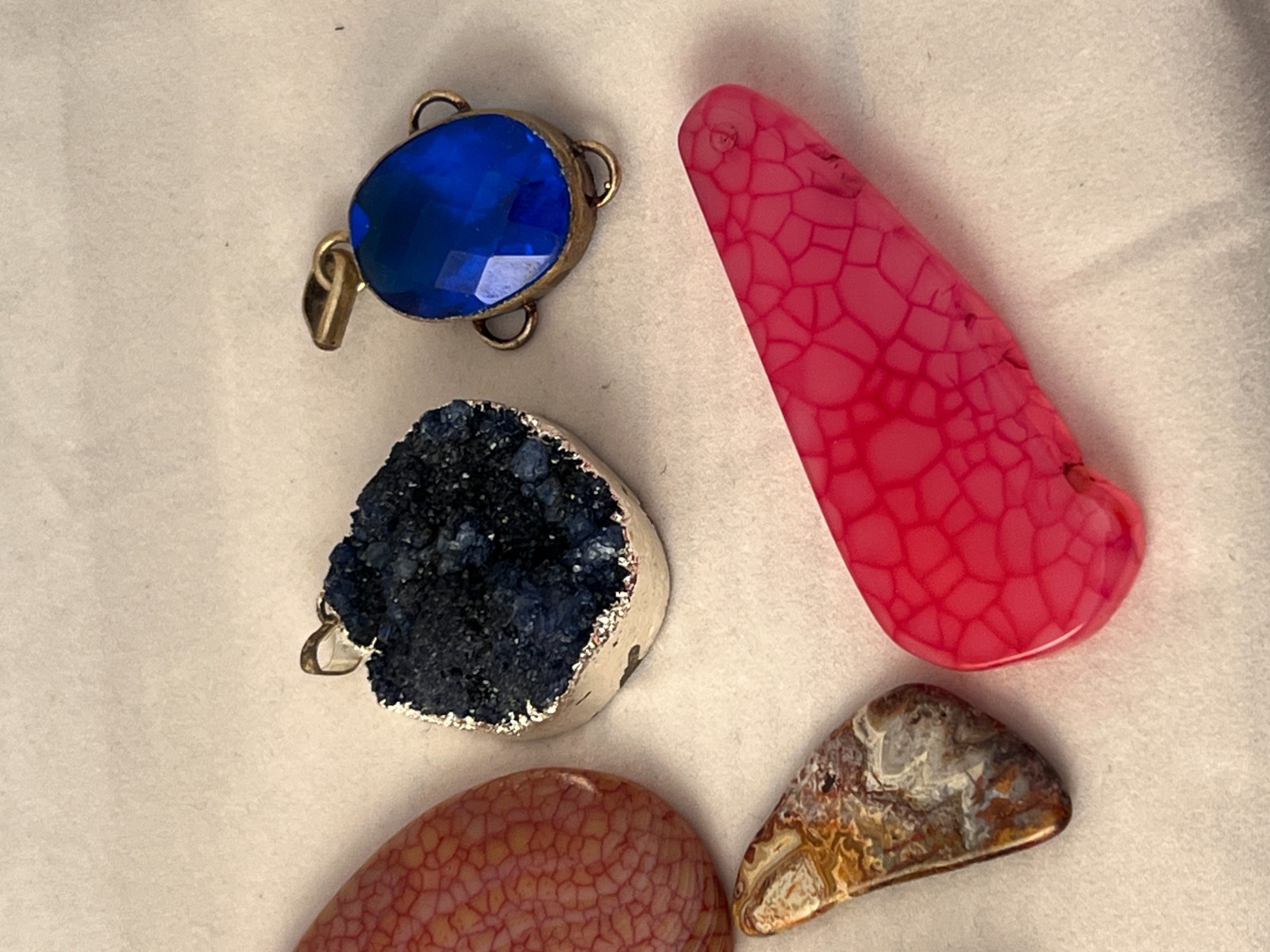 16-Piece Mixed Stone Cabochon Pendant Lot Agate Druzy Jewelry Making | eBay