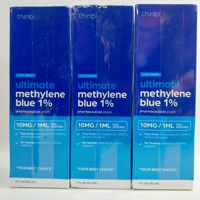 3x MethyIene Blue Solution Glass Dropper Bottle 2oz (60mL) 5/27x