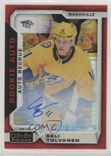 2018-19 O-Pee-Chee Platinum Rookie Autos Red Prism 10/50 Eeli Tolvanen Auto ku3