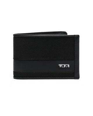 New TUMI Alpha SLG Double Billfold Wallet in Black Embossed