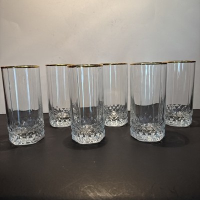6 Pasabahce 24k Gold Rimmed Tumblers Circle  Art Collection 5-3/8'' Weighted Base