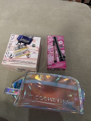 iT Cosmetics UNWRAP DAY-TO-NIGHT HYDRATION SKINCARE SET + Glimmering Eyes + Bag