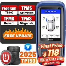 2025 XTOOL TP150 TPMS TS100 Programming Tire Sensor Relearn Reset Activate Tool