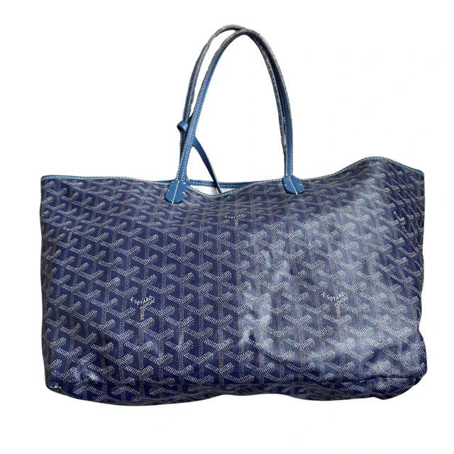 Used Goyard Saint Louis Tote MM Navy Blue 521912 (Vintage) Size OS SHIPS FAST