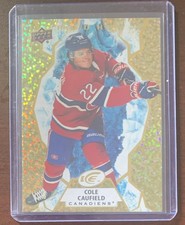 2021-22 Upper Deck Ice Hockey - Rookie Cole Caufield Card #122 Gold (RC). rookie card picture