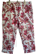 Brax March Golf Damen Capri Hose Wei&szlig; mit Blumenmuster Gr 38 wie Neu
