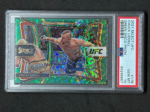 2021 Select UFC CHUCK LIDDELL#178 PREMIER GREEN DISCO Prizm /5 PSA 10 ( POP 1)