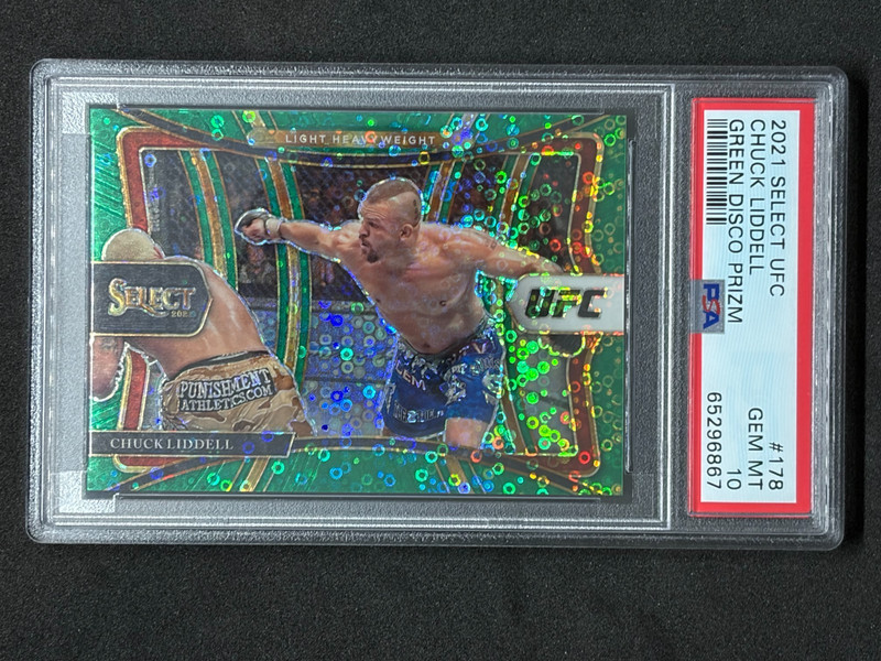 2021 Select UFC CHUCK LIDDELL#178 PREMIER GREEN DISCO Prizm /5 PSA 10 ( POP 1)