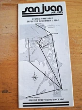 San Juan Airlines Timetable December 1, 1984 with Route Map