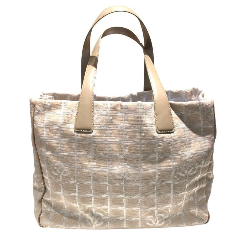 CHANEL Travel Line Tote MM Beige Gold Hardware Nylon & Leather A15991