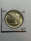 1921 Peace Silver Dollar $1 Choice UNC Details High Relief Key Date