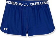 Under Armour Girls Play Up Solid Shorts, Bauhaus Blue / White, Girl's size Small