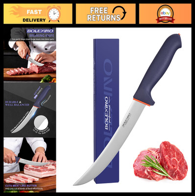 8'' Curved Meat Cutting Knife - Ultra Sharp Blade, Non-Slip Handle, Multi-Purpose