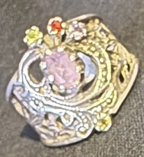 925 Birthstone Filigree Ring Size 7.25 5.8g