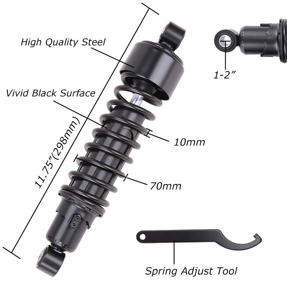 11.75 Rear Shocks Lowering For 1991-17 Harley Dyna Low Rider Fat Bob Wide Glide Foto 3 de 4