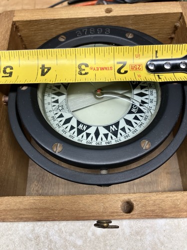 ANTIQUE NAUTICAL SHIP COMPASS STAR BOSTON U.S.A. WOODEN BOX - 第 12/12 張圖片