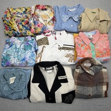 Vintage Womens Tops 10 Pc Lot Tropical Floral Resort Shirts Mixed Sizes 80s 90s