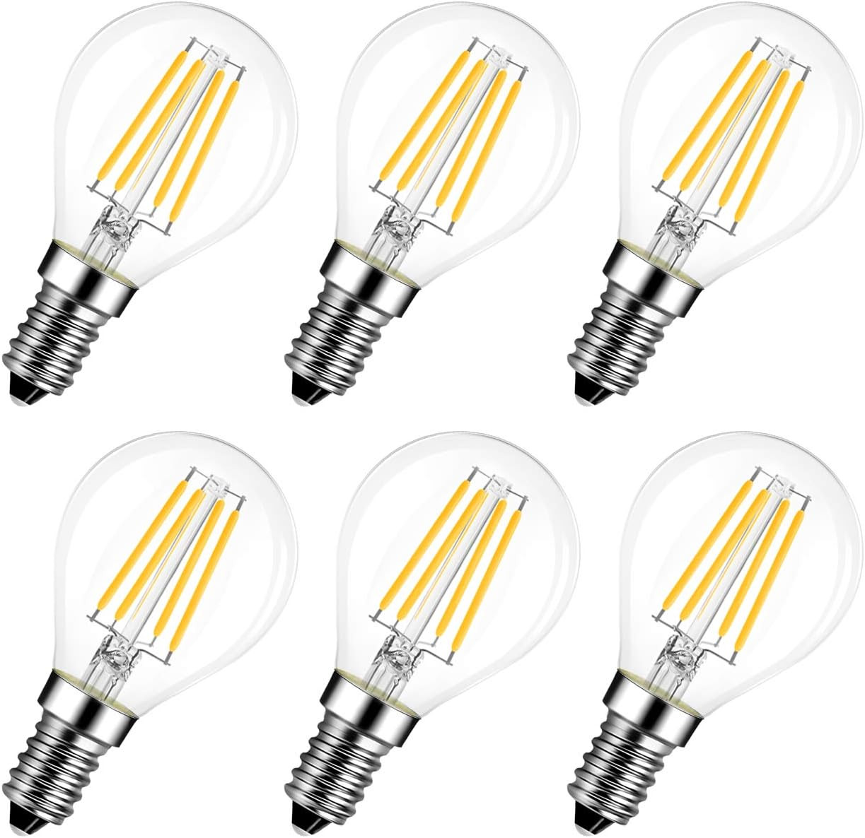 4W E14 G45 Small Edison Screw LED Filament Bulb, 6 Pack, Non-Dimmable, 470Lm, Wa