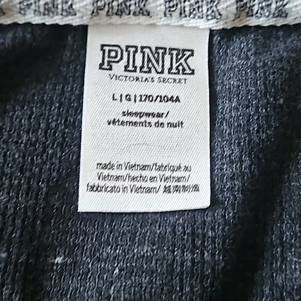 Victoria's Secret Rosa I've been Good Gris Ropa de Dormir Camisa Manga Larga Talla L Foto 2 de 4