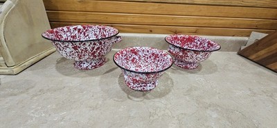 Crow Canyon Enamelware Collander 3 Piece Set