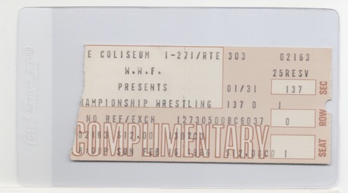 TICKET STUB WWF 1986 Wrestling Feb 16 Richfield Paul Orndorff Defeat Roddy Piper