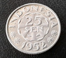 M&uuml;nze 25 Sen Indonesien 1952