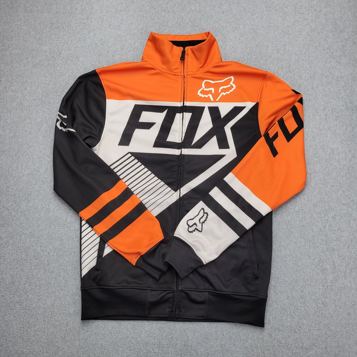FOX Racing ジャケットS Fox Racing Jacket Mens Small Orange Black Full Zip Track