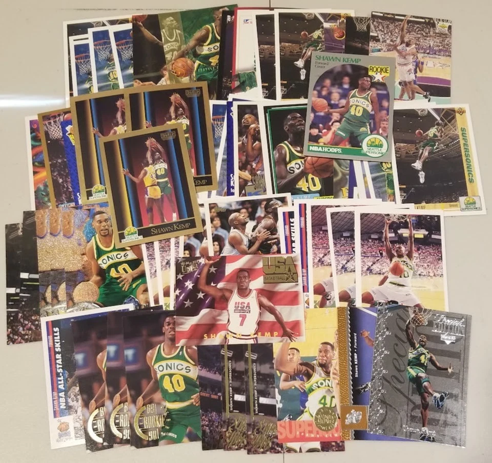 ENORME LOTE DE 642 TARJETAS DE LA NBA: Seattle Supersonics RCs, Salón de la fama, Estrellas ¡ENVÍO GRATUITO + BONIFICACIÓN! Foto 3 de 4
