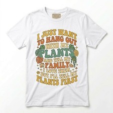 Funny Plant Lover T-Shirt Retro Gardening Tee Gift for Her Him Tell Plants First