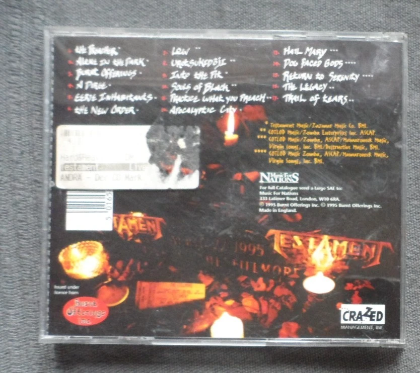 Testament Live At The Fillmore CD  1995 Live - Bild 2 von 3