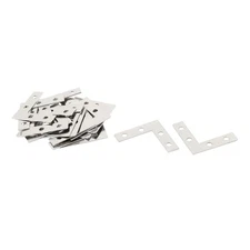 Home Metal L Shaped Fixing Support Corner Angle Bracket Flat Repair Plate 20pcs