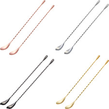 Bar Spoon Cocktail Mixing Stirrers Stainless Steel 12 In Long Handle 2 Pieces