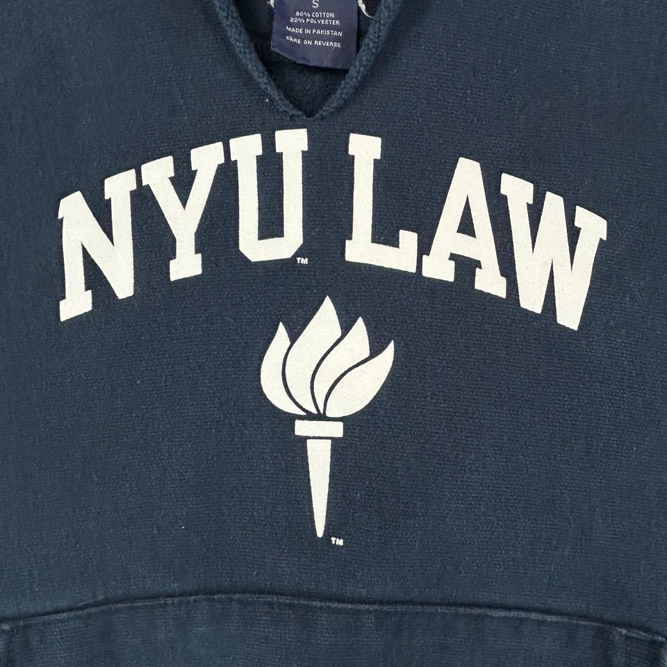 Sudadera con Capucha DE COLECCIÓN NYU Law Para Hombre Pequeña Azul Campeón Tejido Inverso Y2K Foto 3 de 4